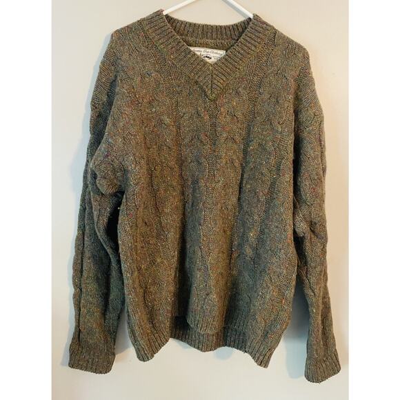 Vintage Authentic Gap Clothing Wool V Neck Green Speckled Sweater Size M - Picture 1 of 8